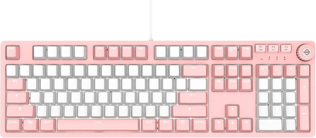 AK50 Mechanical Gaming Keyboard - PBT Keycaps - Grey-White - White Backlit - Blue Switches - Black Y536180