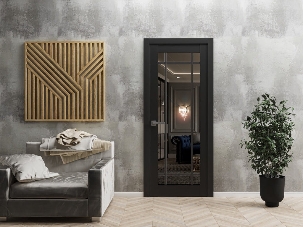 Matte Black Clear Glass French Door 32 x 84 inches M82407
