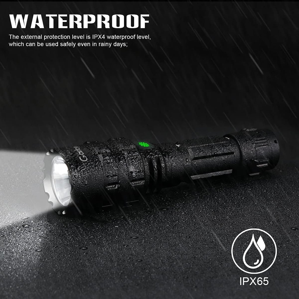 2 Pack LED Flashlight with Picatinny Rail Mount and Tactile Pressure Switch, USB Rechargeable Waterproof R9780