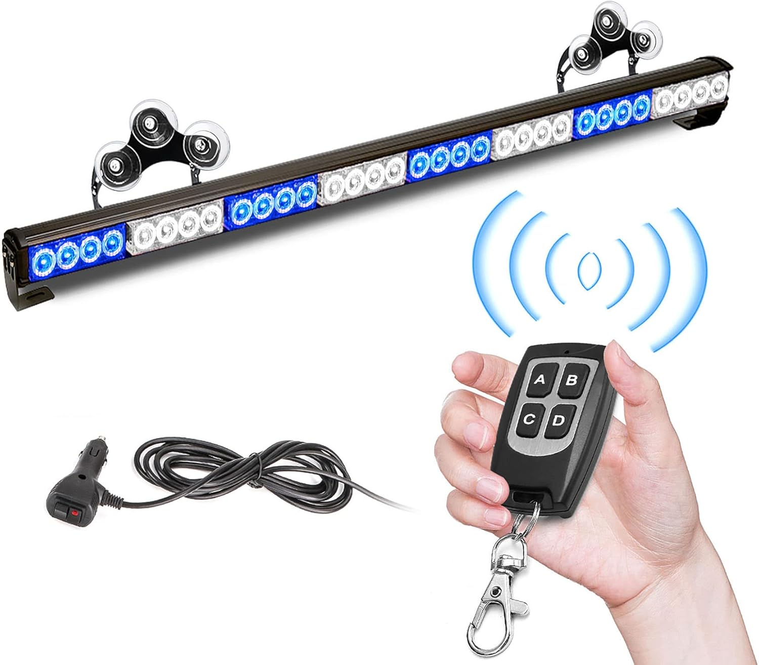 32 LED 35.5" Amber White Hazard Warning Traffic Advisor Light Bar Pack of 2 O8856