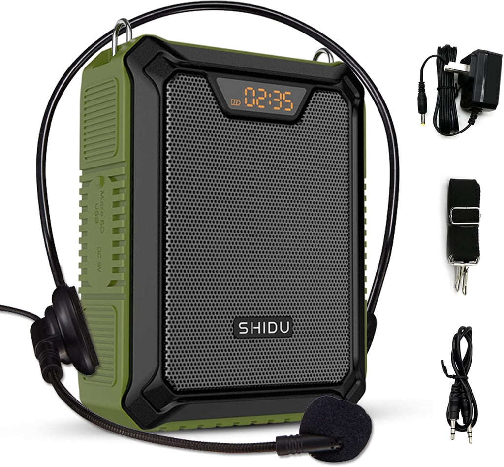 Pack of 2 Green 25W Wired Voice Amplifier Speaker with Mic Headset U7358