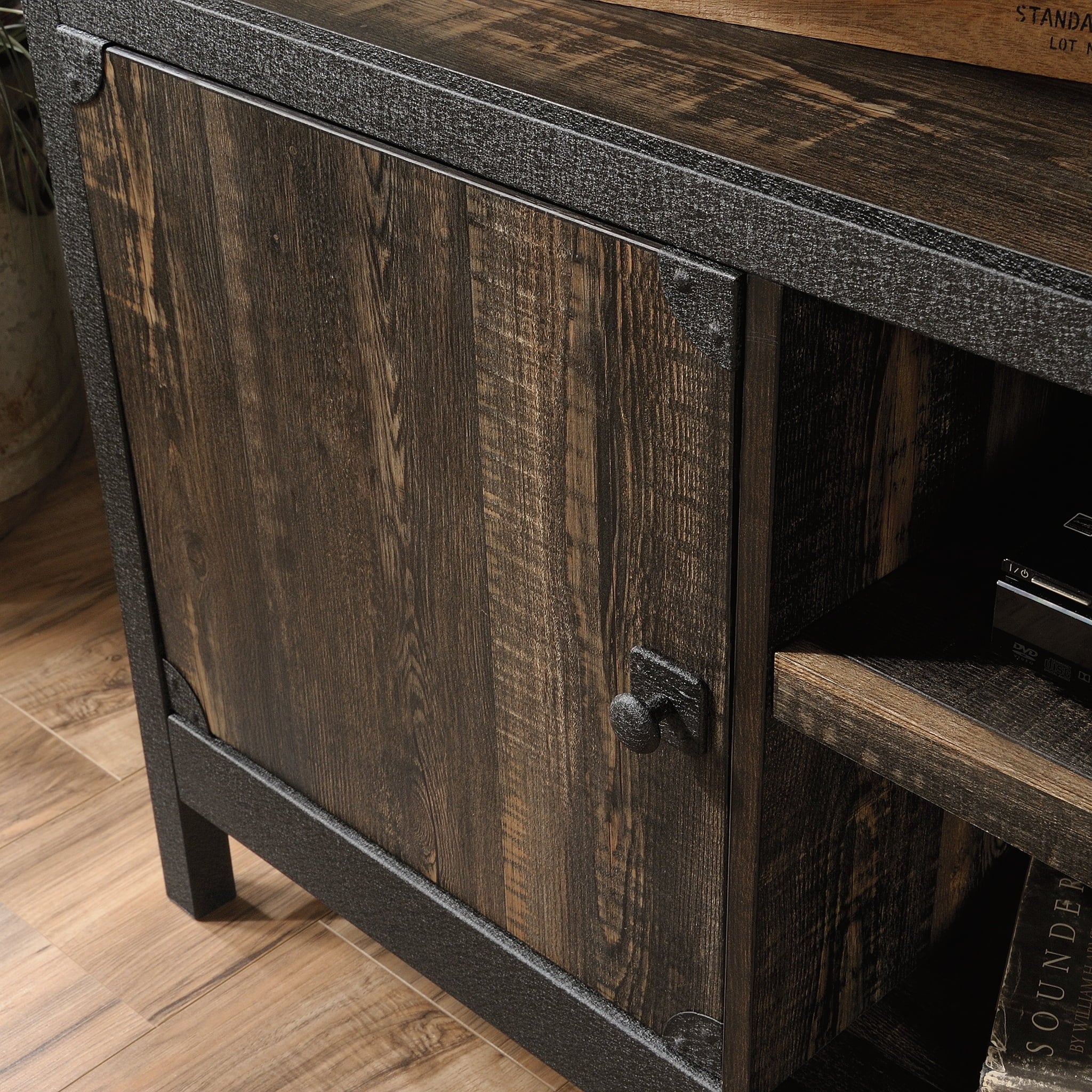 Rustic Metal & Wood TV Stand with Doors Z8796