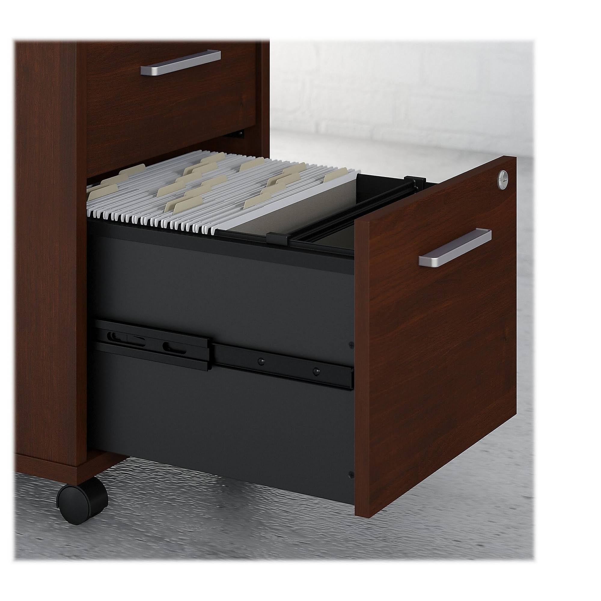 60W L Shaped Desk with 30W Return and Mobile File Cabinet, Century Walnut H424