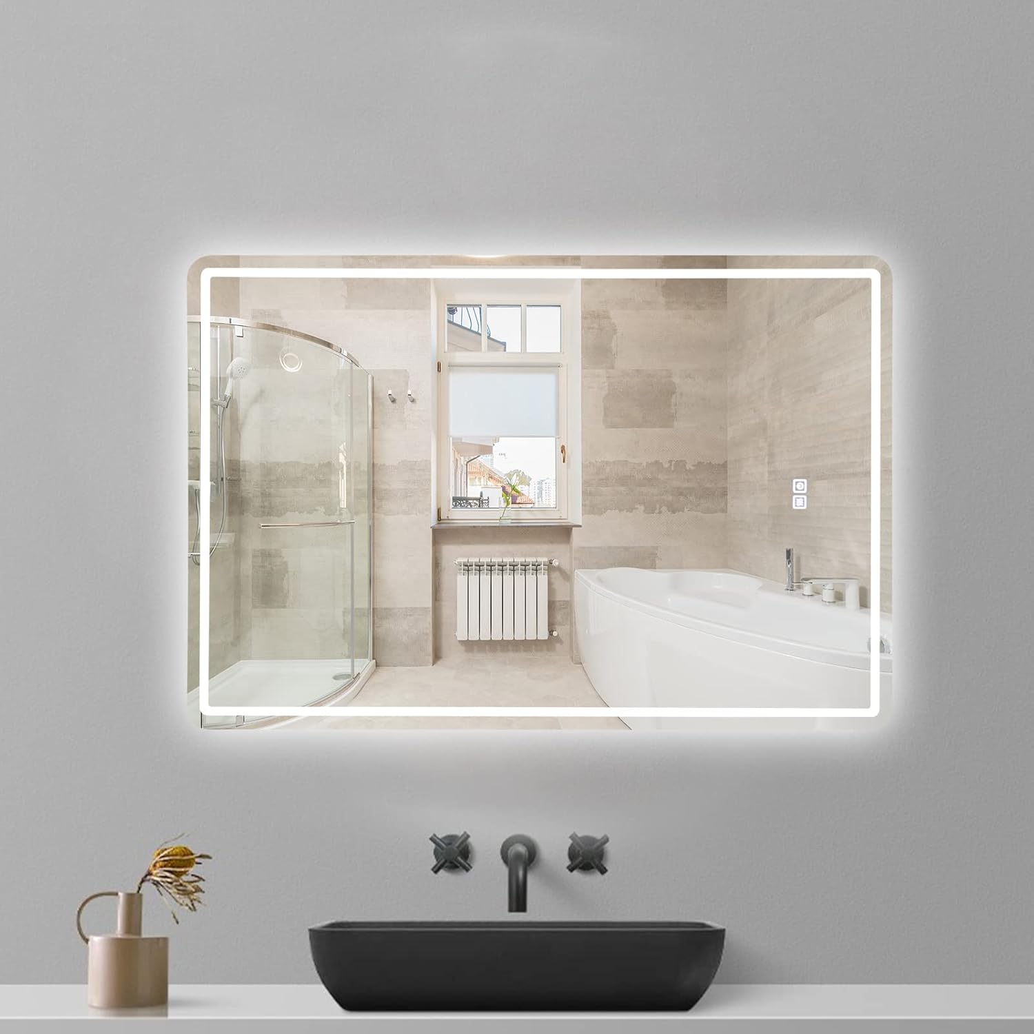 20 x 28 inch LED Bathroom Mirror, Anti-Fog Dimmable 3-Tone Lighted Vanity Mirror N856