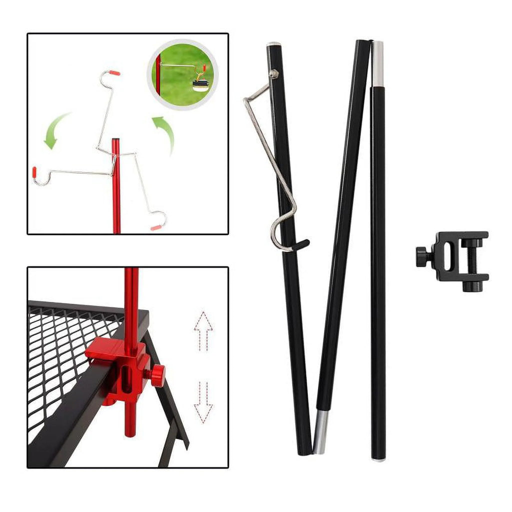 Black Folding Adjustable Camping Lamp Pole E252866