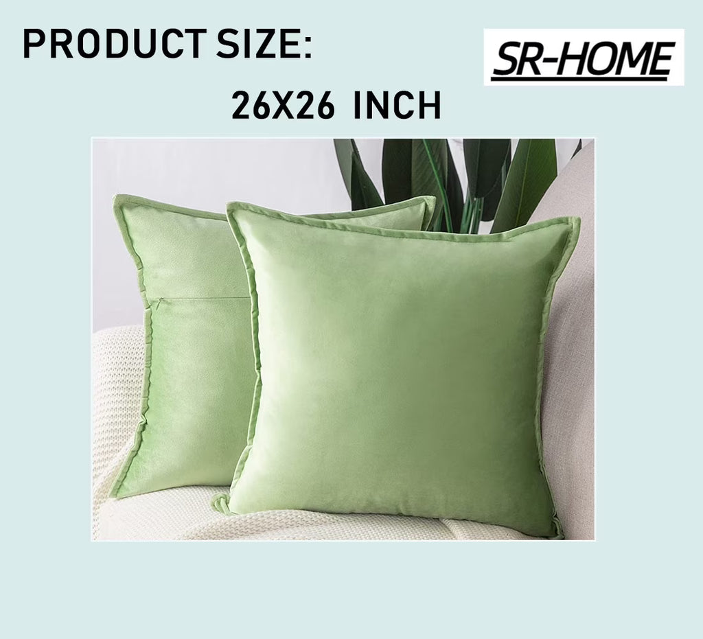 Set of 2 Super Soft Velvet Square Throw Pillow Covers with Fringe M914