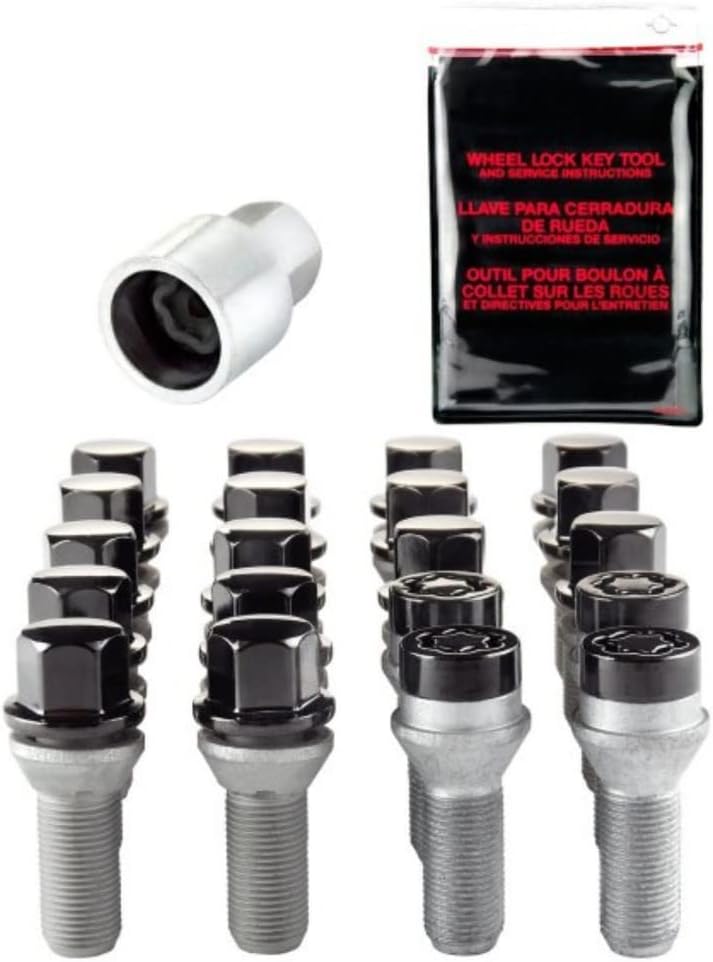 Black 5 Lug Hex Bolt Install Kit with Locks E21884