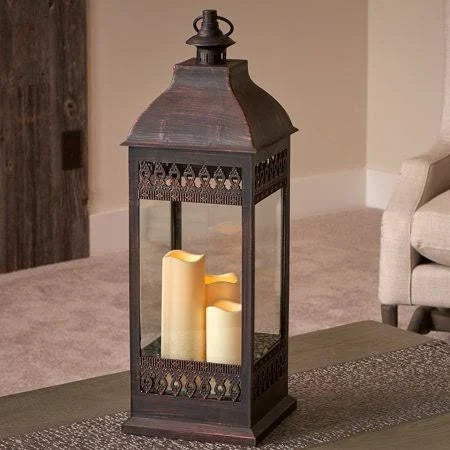 Triple LED Candle Lantern Bronze H32392