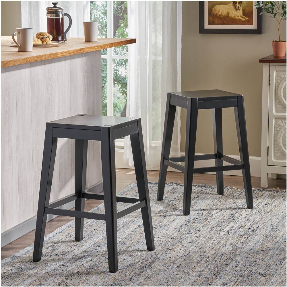 Black Wooden Counter Stool Set of 2 U13040