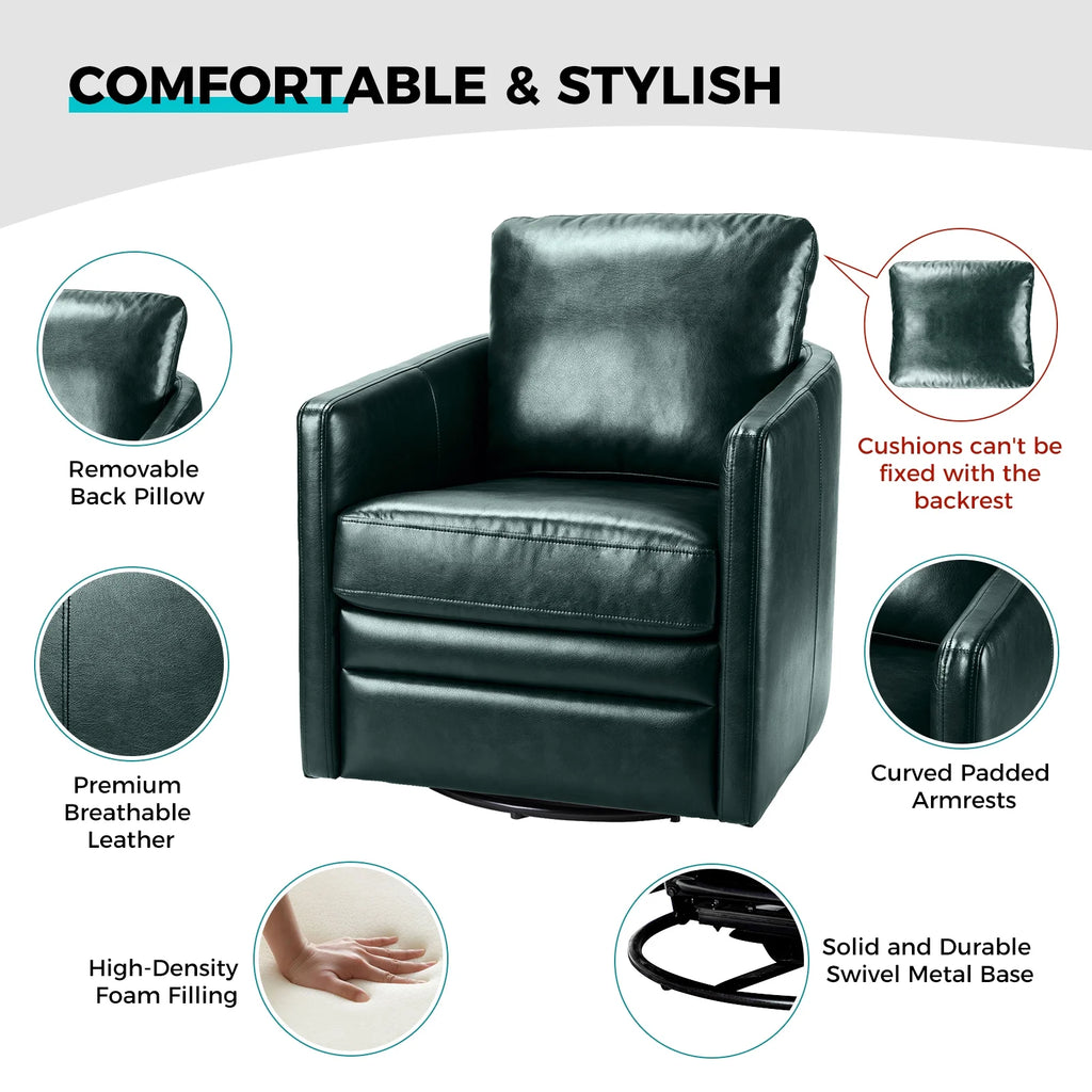Green Faux Leather Swivel Accent Chair Set of 2 O604