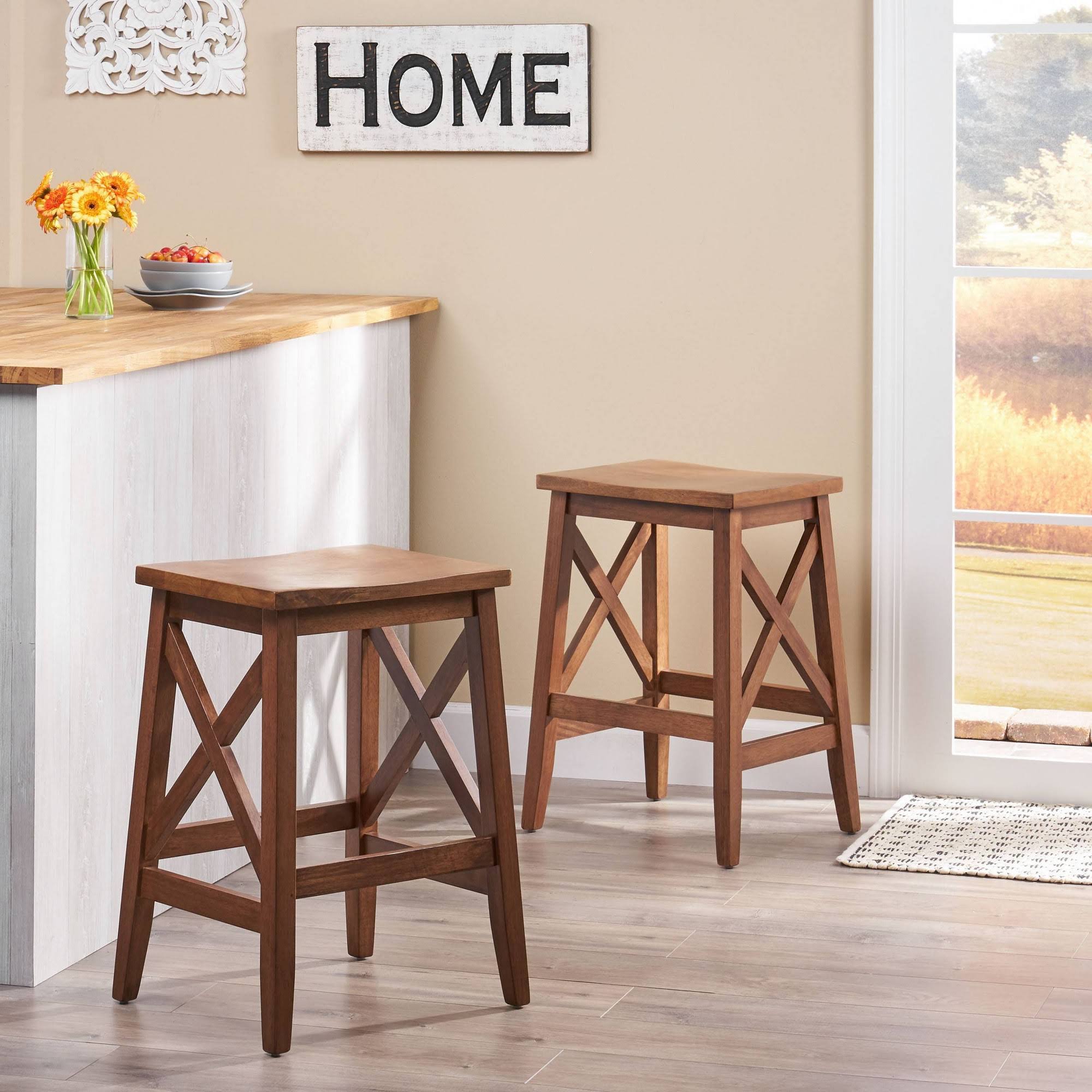 Walnut Wooden Barstools Set of 2 J2495