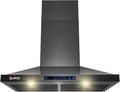 Black Stainless Steel Wall Mount Range Hood with Touch Panel and Carbon Filters T62841