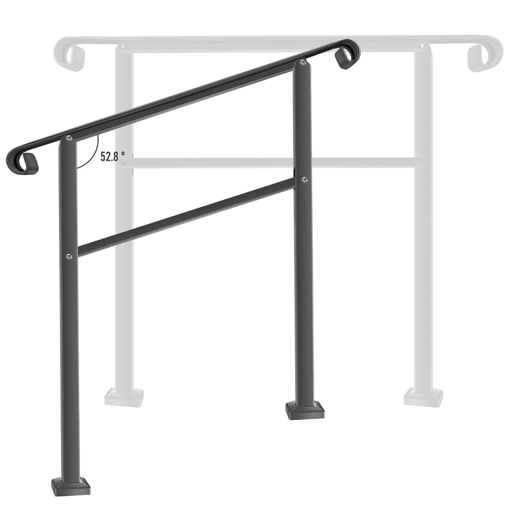 Black Wrought Iron Handrail for Outdoor Steps Y664578