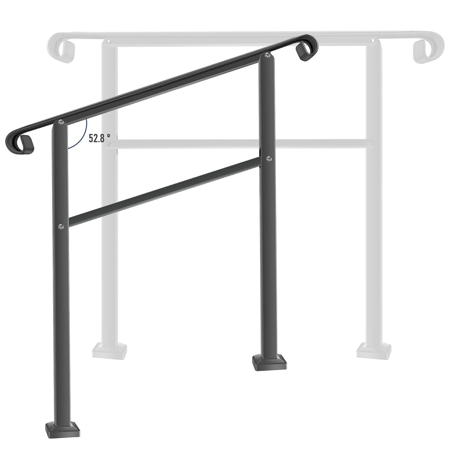 Black Wrought Iron Handrail for Outdoor Steps Y664578