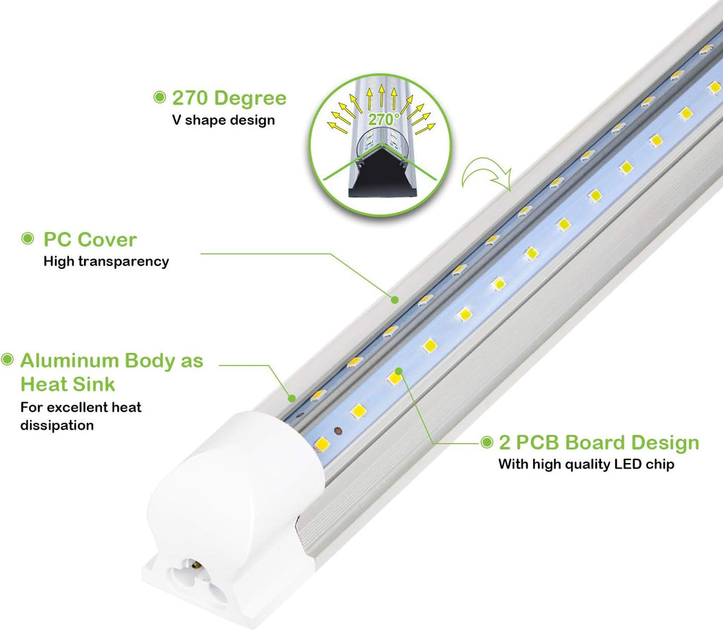 8FT Linkable LED Shop Light with Built-in ON/Off Switch, 10 Pack Z501027