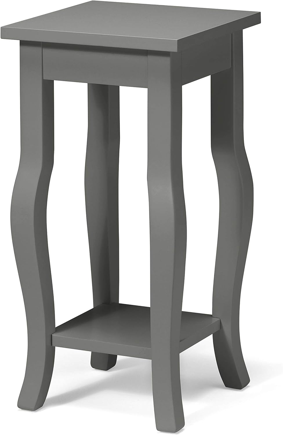 Black Wood Pedestal End Table with Curved Cabriole Legs and Lower Display Shelf, Pack of 2 Z83909