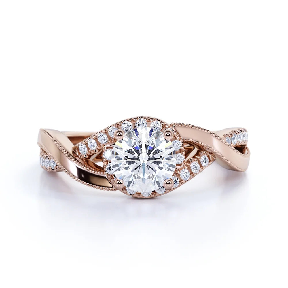 10K Rose Gold Twisted Band Engagement Ring X562808