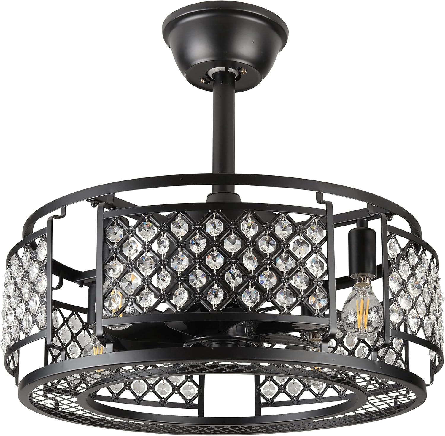 Black Industrial Caged Ceiling Fan with Remote Control V644507