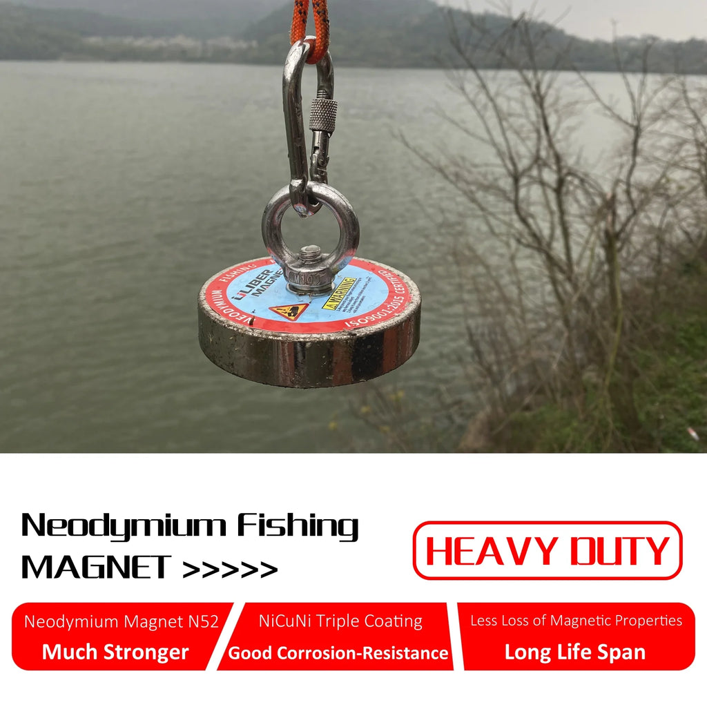 Magnet Fishing Kit 1200LB Dia.3.81in Neodymium Magnet N52 with 20 Meters Rope J155