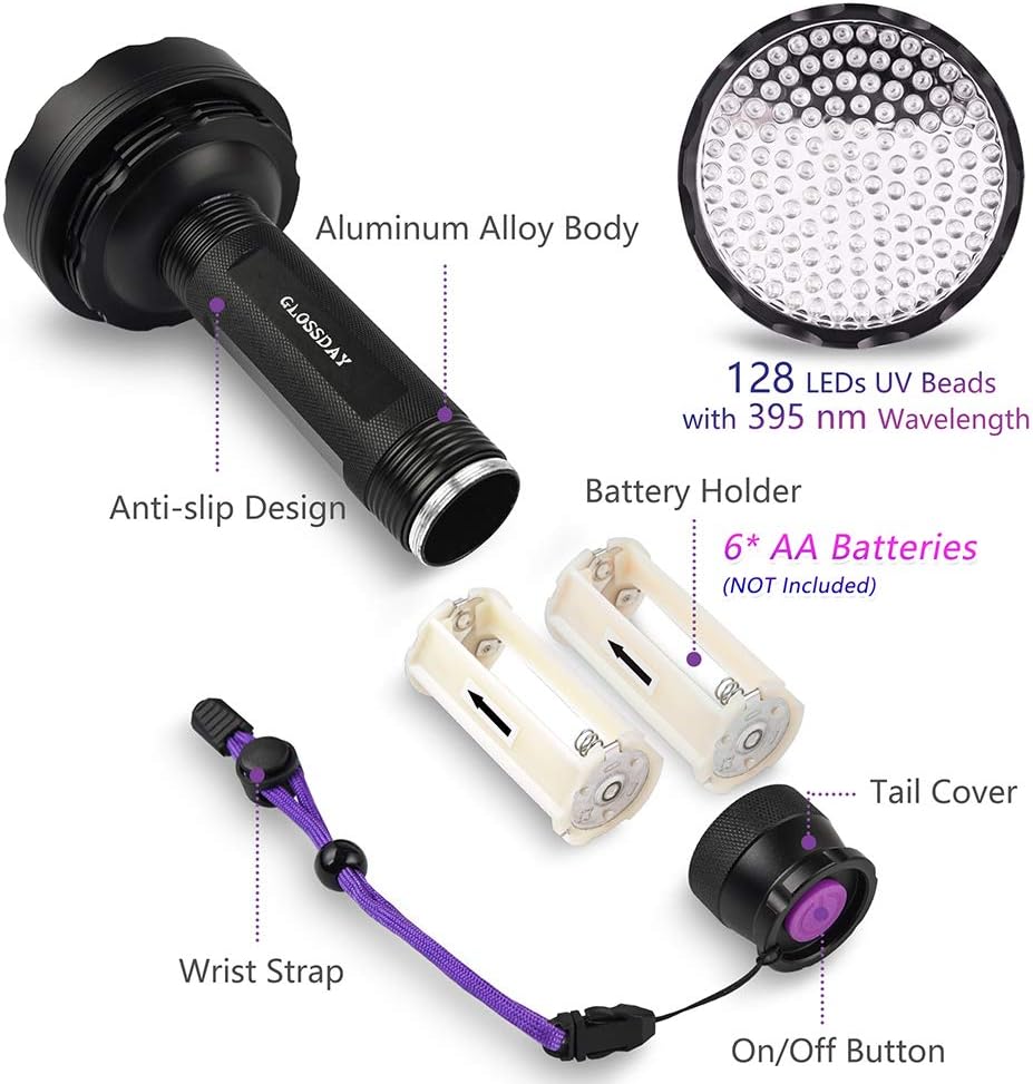 128 LED UV Flashlight, Pack of 2 X806