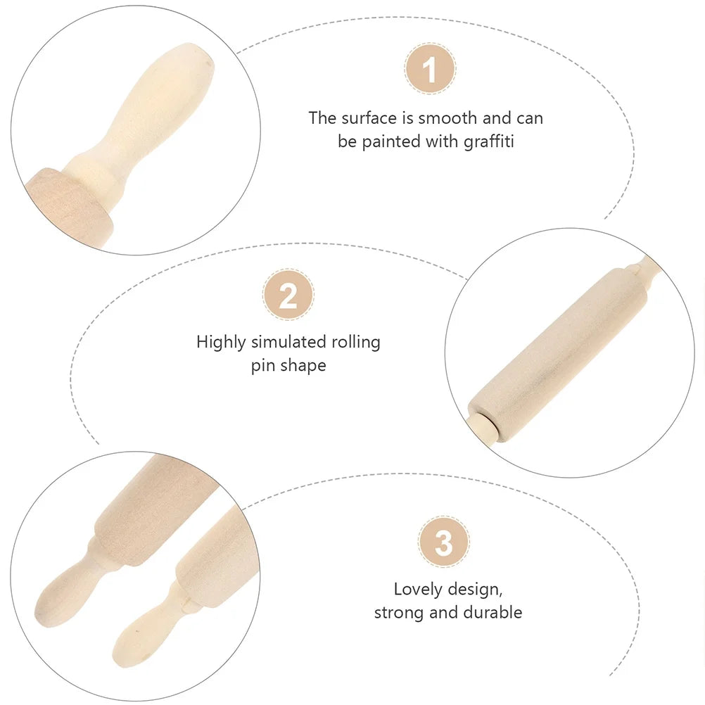 6 Pcs Wooden Rolling Pin Toy Playset Z203496