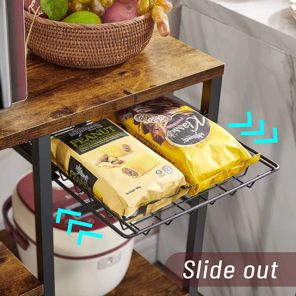 Rustic Brown Coffee Bar Table Station with Storage Shelf N11377