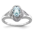 Rhodium-plated Diamond & Aquamarine Ring W797934