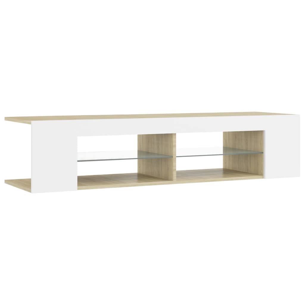 White Sonoma Oak TV Cabinet with LED Lights I772