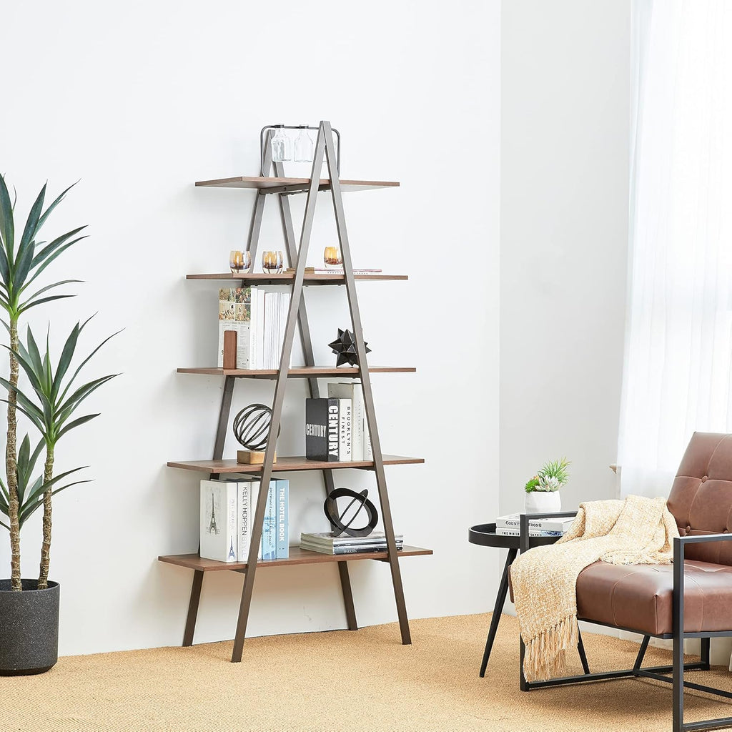 Black 3 Tier Metal Frame Wood Bookshelf D176