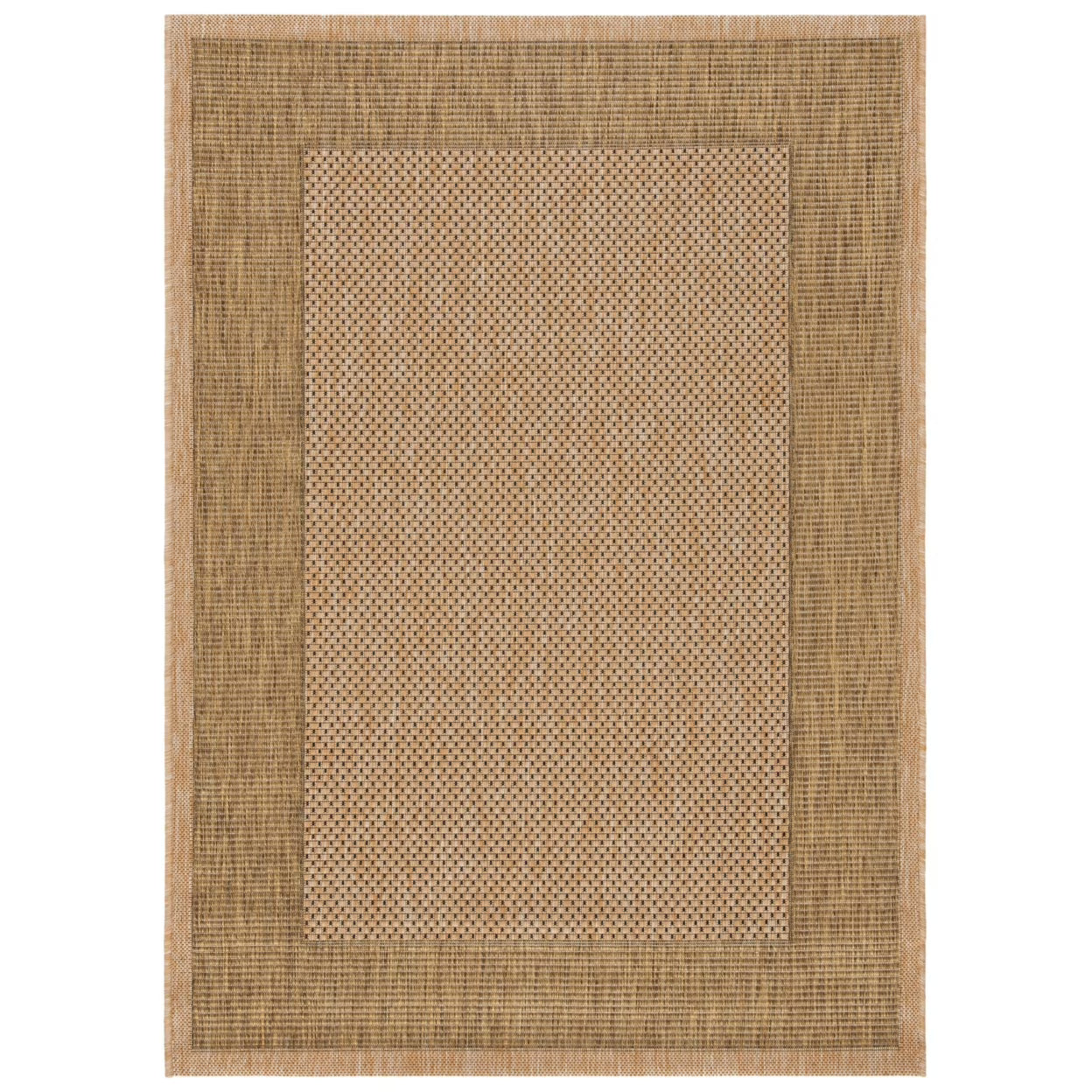 Natural/Gold Striped Border Indoor/Outdoor Area Rug P627