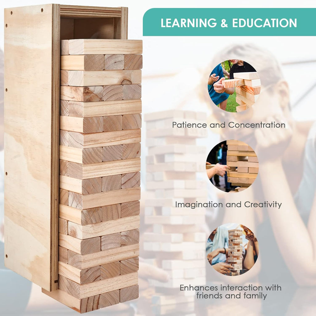 Giant Stacking Game Wooden Tower Game Set with Carrying Bag V86993