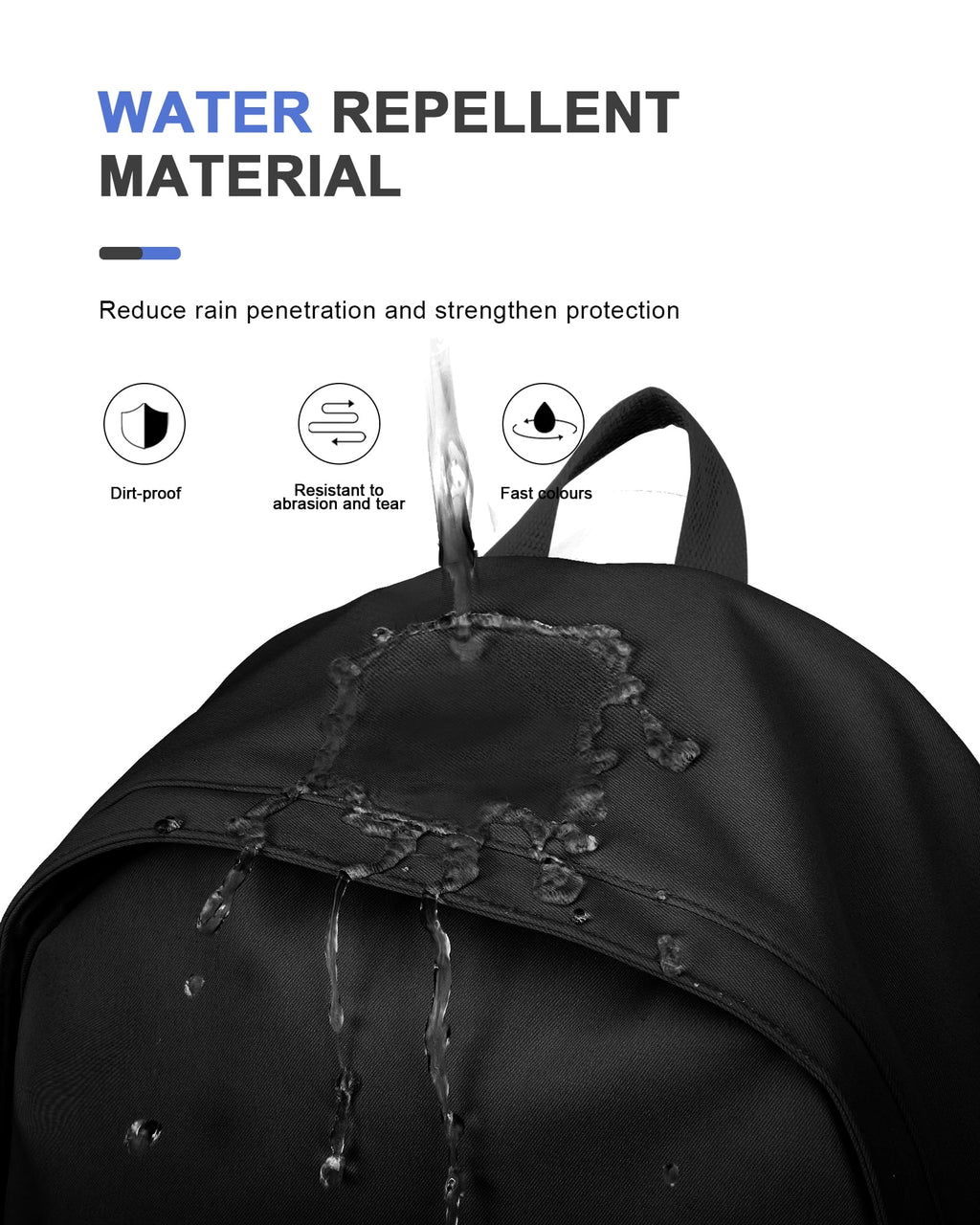 Waterproof Black Laptop Backpack I696108