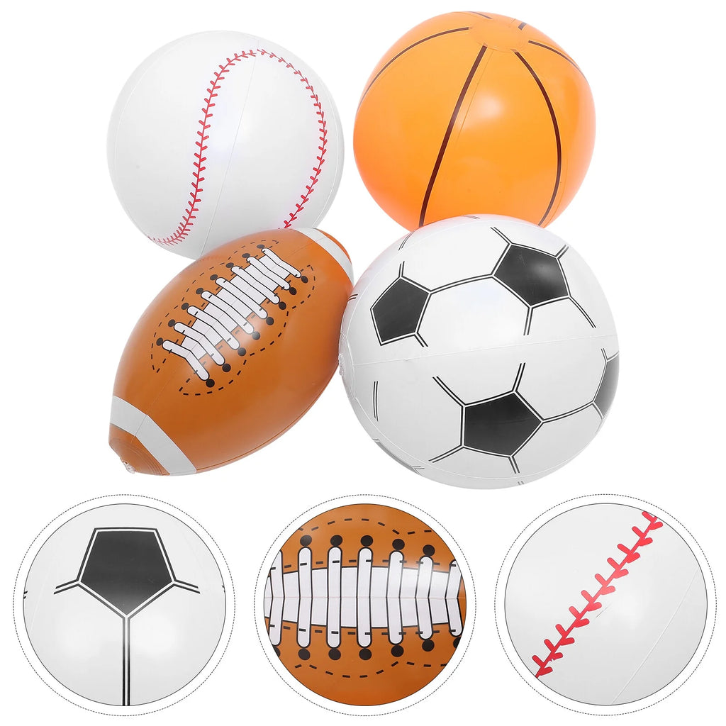 4pcs Inflatable Ball Beach Ball Soccer Basketball Baseball J815507