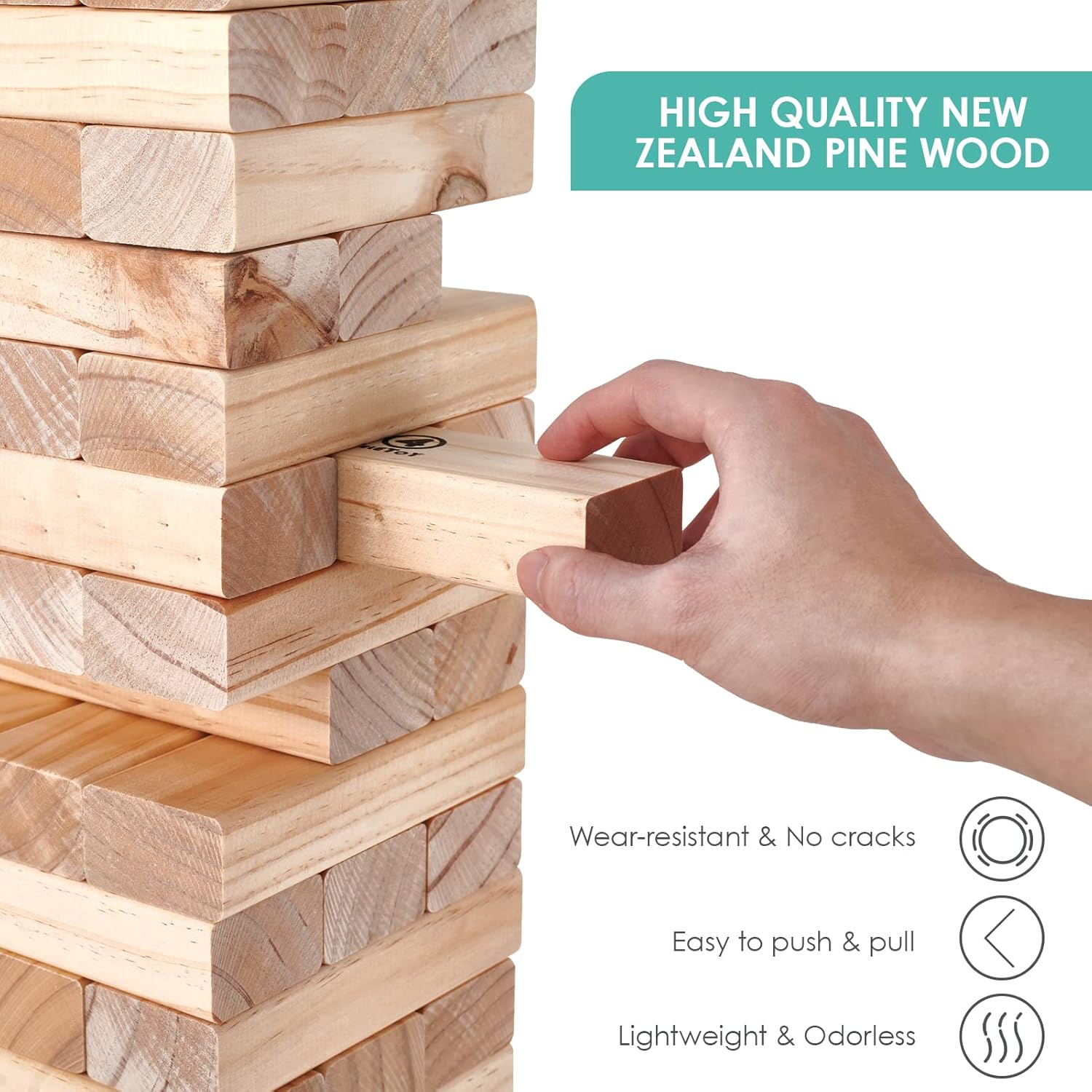 Giant Stacking Game Wooden Tower Game Set with Carrying Bag V86993