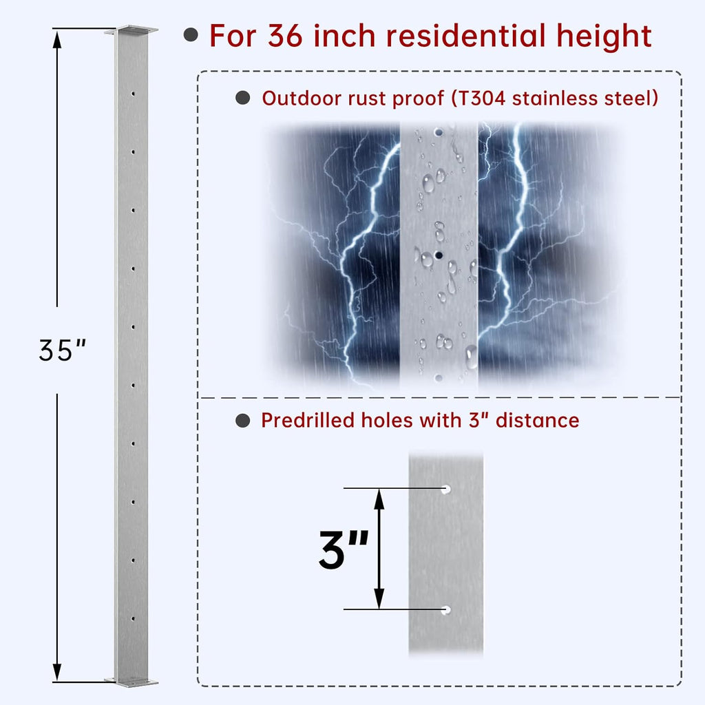 4 Pack Stainless Steel Cable Railing Post U563