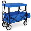 Blue Folding Utility Cargo Wagon Cart with Removable Canopy C5130